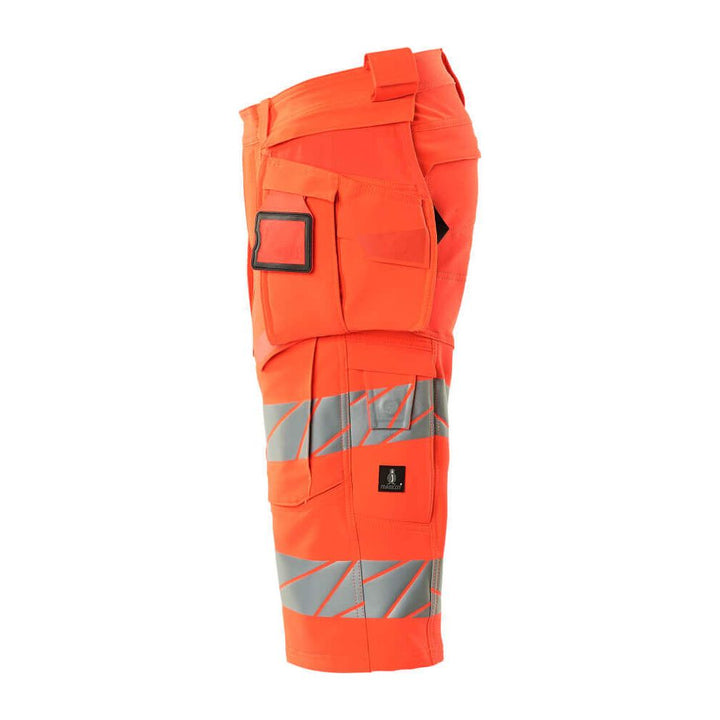 Mascot Hi-Vis Shorts 4-way-stretch & holster pockets 19349-711 Right #colour_hi-vis-red