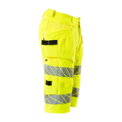 Mascot Hi-Vis Shorts 4-way-stretch & holster pockets 19349-711 Left #colour_hi-vis-yellow