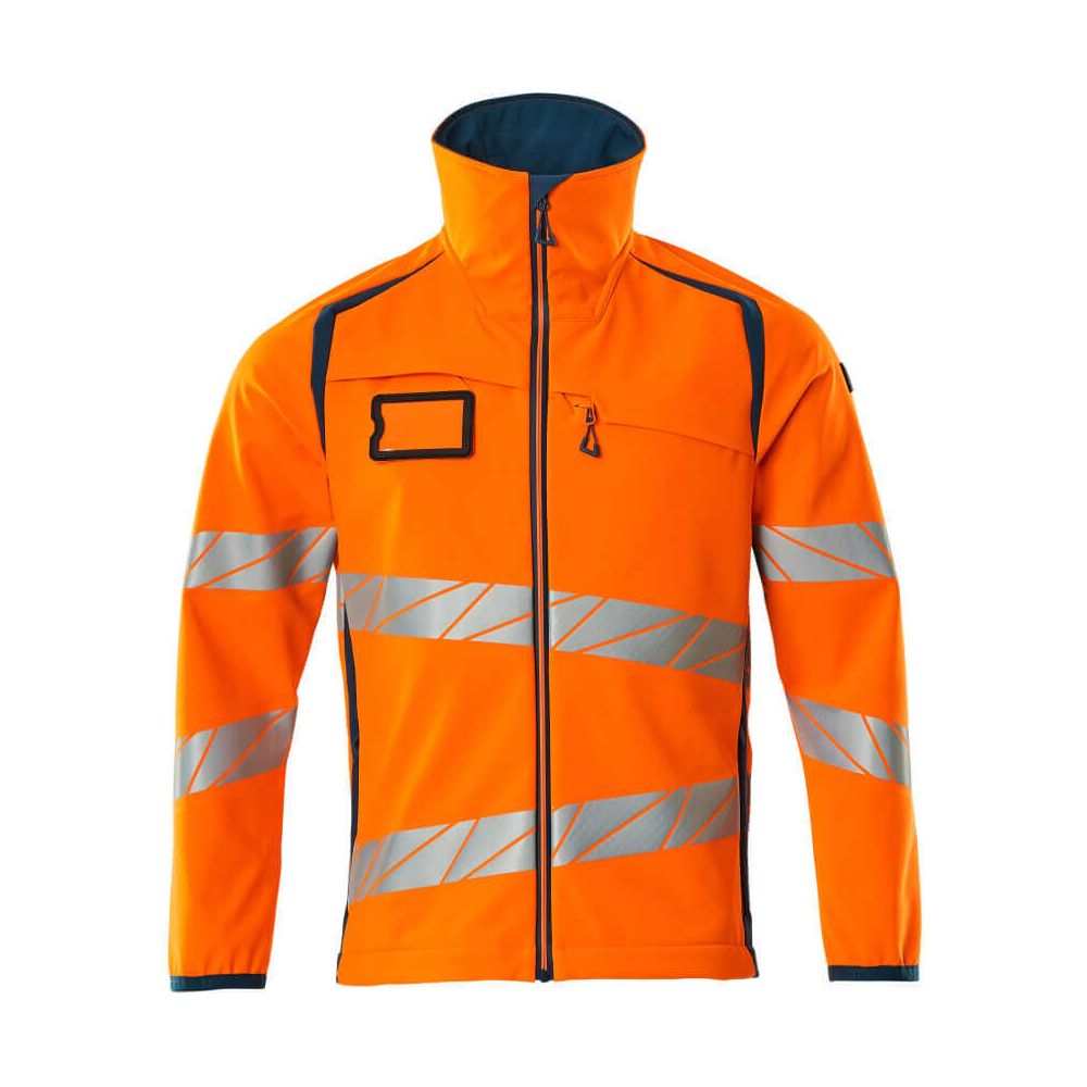 Mascot Hi-Vis Softshell Jacket 19002-143 Front #colour_hi-vis-orange-dark-petroleum