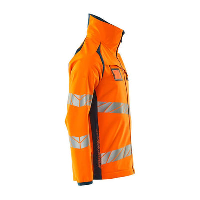 Mascot Hi-Vis Softshell Jacket 19002-143 Left #colour_hi-vis-orange-dark-petroleum