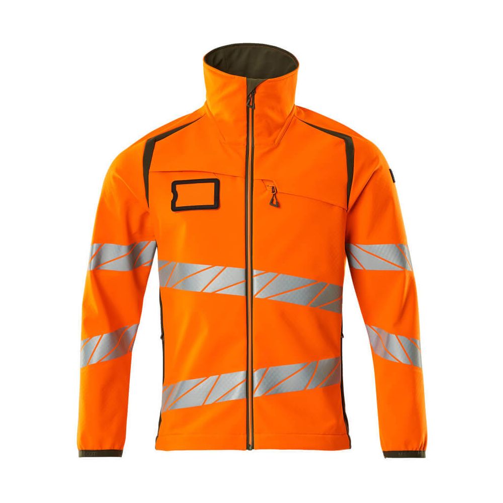Mascot Hi-Vis Softshell Jacket 19002-143 Front #colour_hi-vis-orange-moss-green