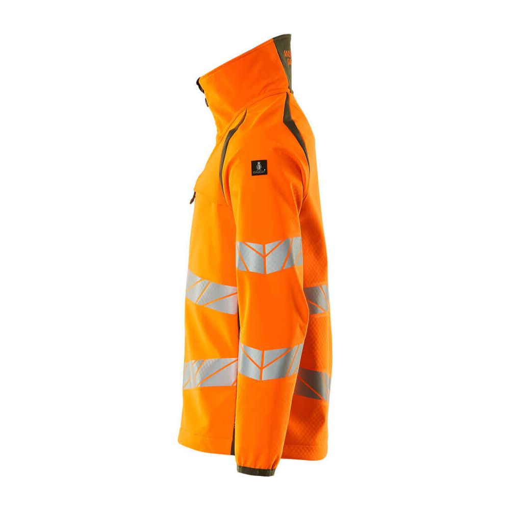 Mascot Hi-Vis Softshell Jacket 19002-143 Right #colour_hi-vis-orange-moss-green