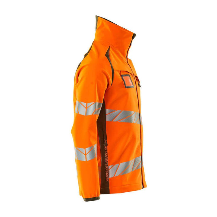 Mascot Hi-Vis Softshell Jacket 19002-143 Left #colour_hi-vis-orange-moss-green