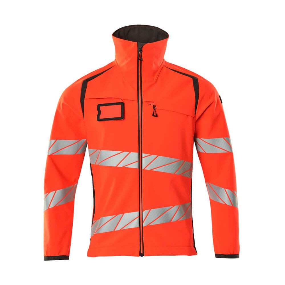 Mascot Hi-Vis Softshell Jacket 19002-143 Front #colour_hi-vis-red-dark-anthracite-grey