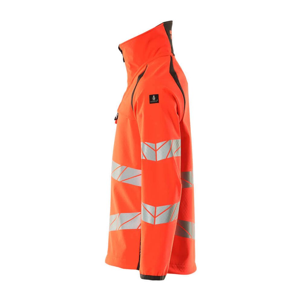 Mascot Hi-Vis Softshell Jacket 19002-143 Right #colour_hi-vis-red-dark-anthracite-grey