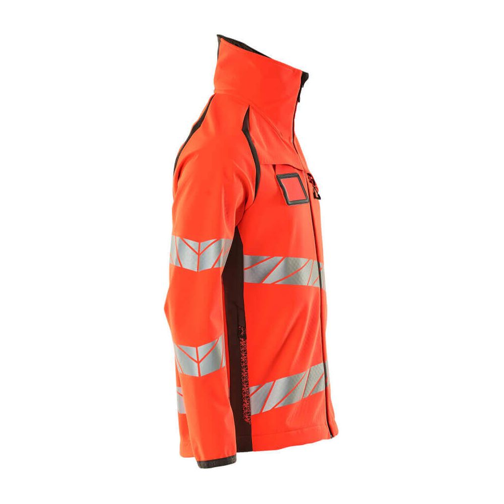 Mascot Hi-Vis Softshell Jacket 19002-143 Left #colour_hi-vis-red-dark-anthracite-grey