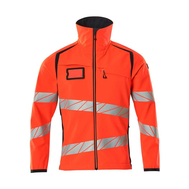 Mascot Hi-Vis Softshell Jacket 19002-143 Front #colour_hi-vis-red-dark-navy-blue