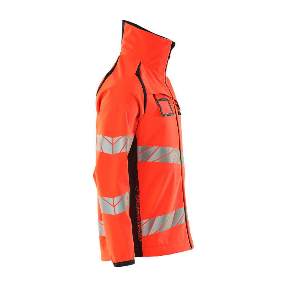 Mascot Hi-Vis Softshell Jacket 19002-143 Left #colour_hi-vis-red-dark-navy-blue