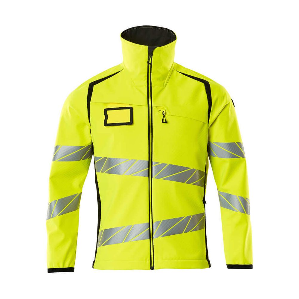 Mascot Hi-Vis Softshell Jacket 19002-143 Front #colour_hi-vis-yellow-black