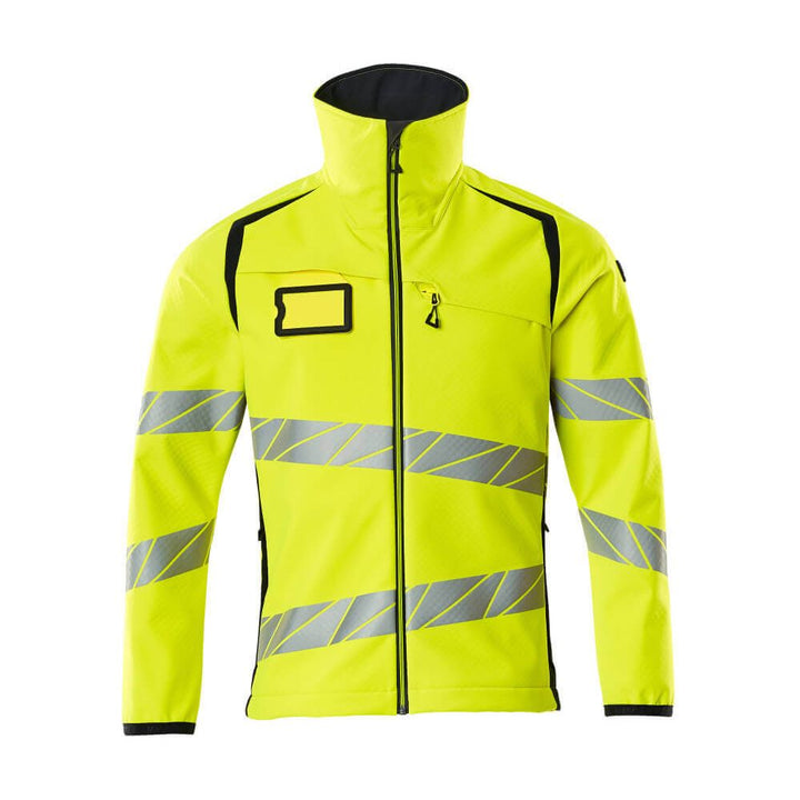 Mascot Hi-Vis Softshell Jacket 19002-143 Front #colour_hi-vis-yellow-dark-navy-blue