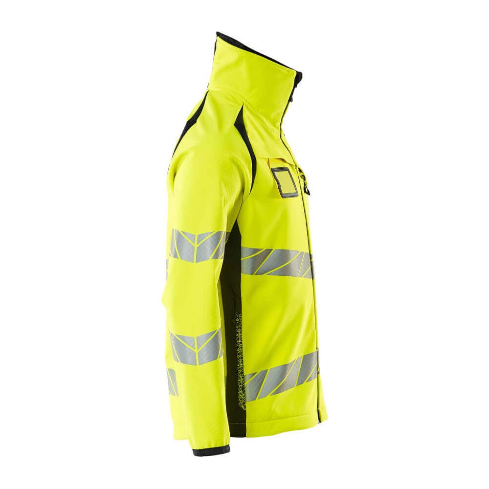 Mascot Hi-Vis Softshell Jacket 19002-143 Left #colour_hi-vis-yellow-dark-navy-blue