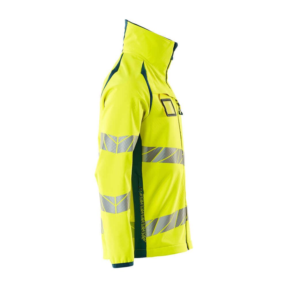 Mascot Hi-Vis Softshell Jacket 19002-143 Left #colour_hi-vis-yellow-dark-petroleum