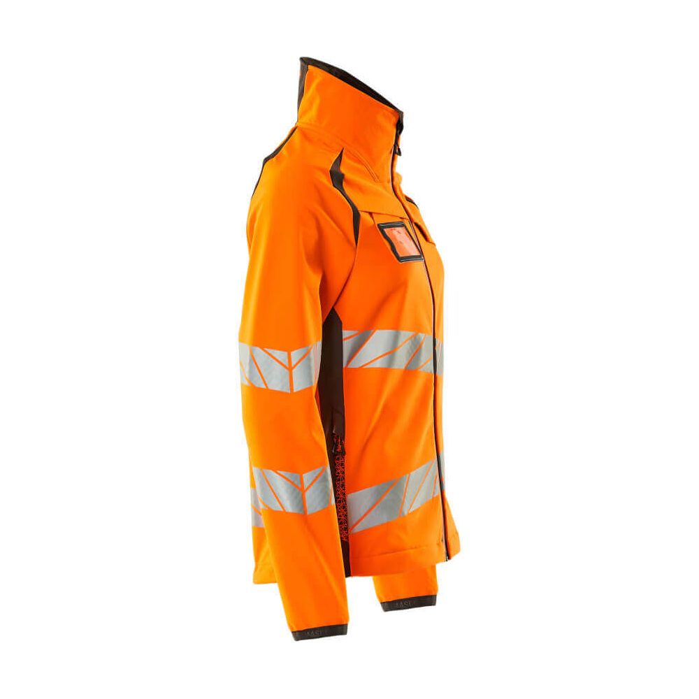 Mascot Hi-Vis Softshell Jacket 19012-143 Left #colour_hi-vis-orange-dark-anthracite-grey