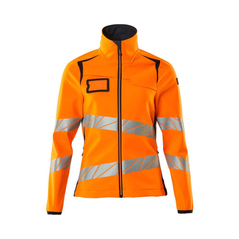 Mascot Hi-Vis Softshell Jacket 19012-143 Front #colour_hi-vis-orange-dark-navy-blue