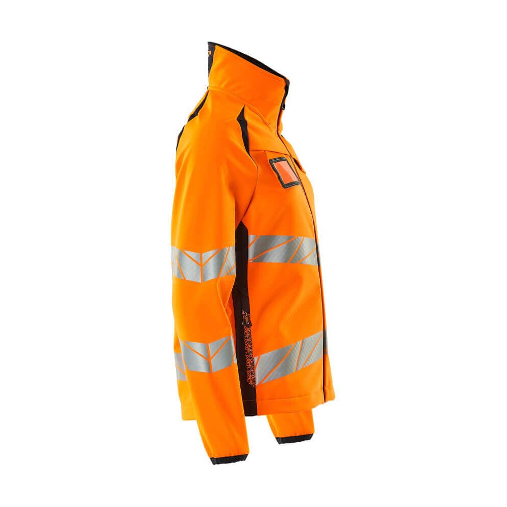 Mascot Hi-Vis Softshell Jacket 19012-143 Left #colour_hi-vis-orange-dark-navy-blue