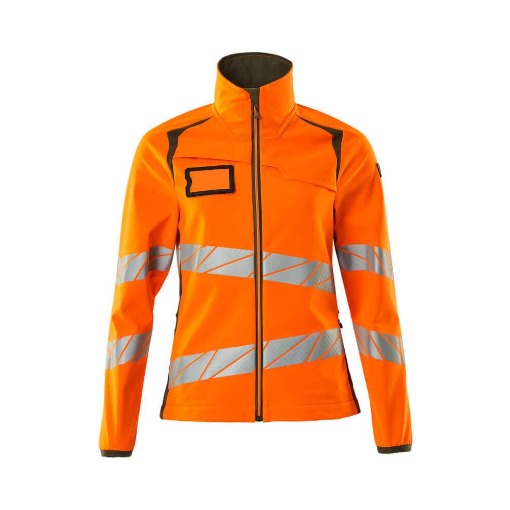 Mascot Hi-Vis Softshell Jacket 19012-143 Front #colour_hi-vis-orange-moss-green