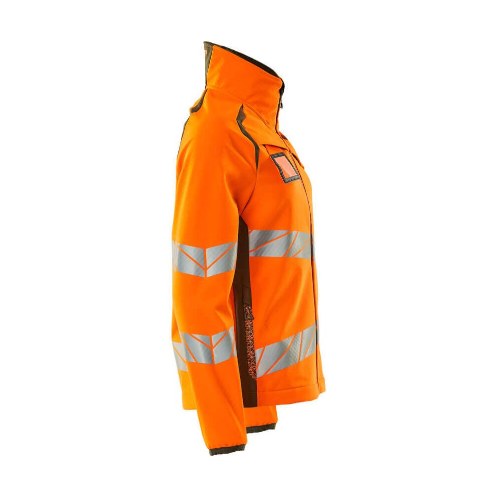 Mascot Hi-Vis Softshell Jacket 19012-143 Left #colour_hi-vis-orange-moss-green