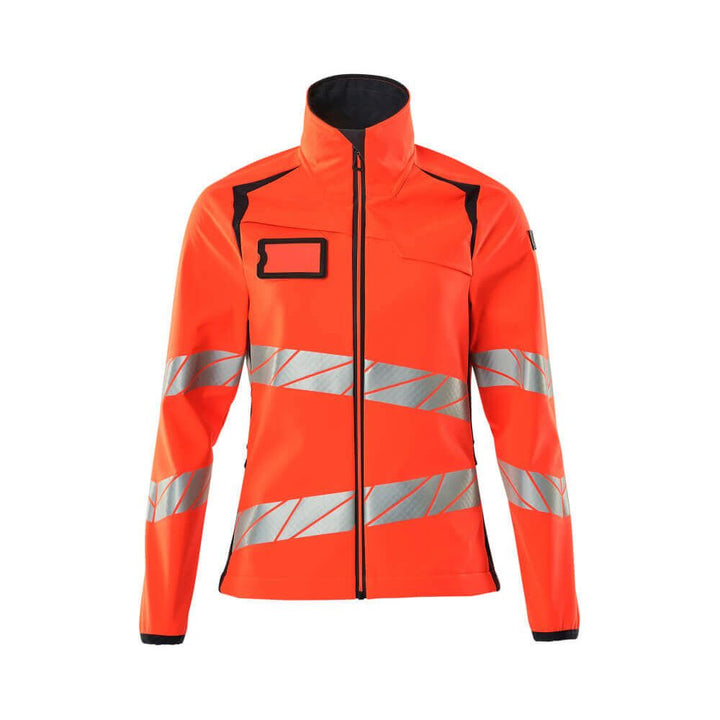 Mascot Hi-Vis Softshell Jacket 19012-143 Front #colour_hi-vis-red-dark-navy-blue