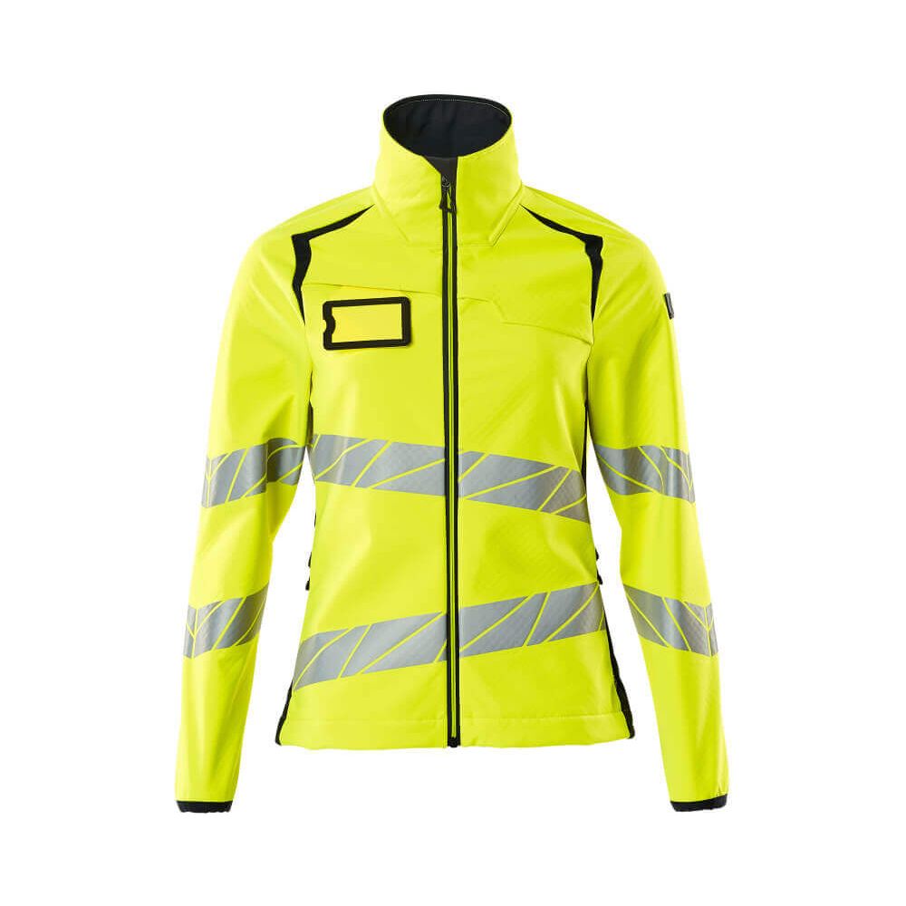 Mascot Hi-Vis Softshell Jacket 19012-143 Front #colour_hi-vis-yellow-dark-navy-blue