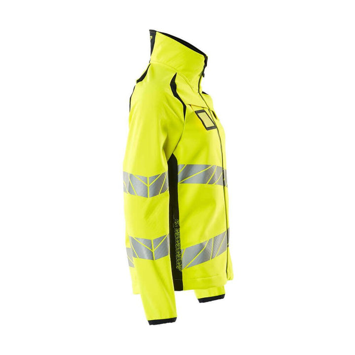 Mascot Hi-Vis Softshell Jacket 19012-143 Left #colour_hi-vis-yellow-dark-navy-blue