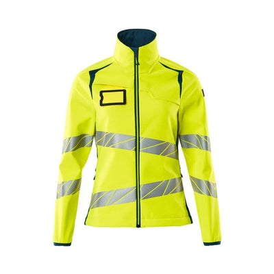 Mascot Hi-Vis Softshell Jacket 19012-143 Front #colour_hi-vis-yellow-dark-petroleum