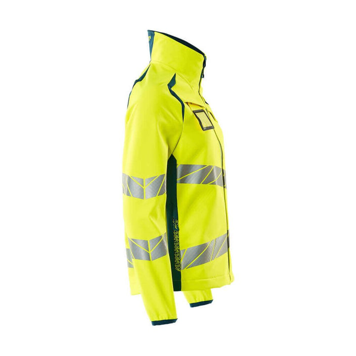 Mascot Hi-Vis Softshell Jacket 19012-143 Left #colour_hi-vis-yellow-dark-petroleum