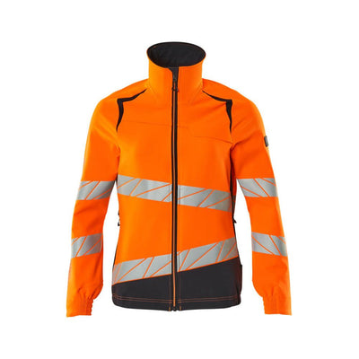Mascot Hi-Vis Water Repellent Stretch Jacket 19008-511 Front #colour_hi-vis-orange-dark-navy-blue