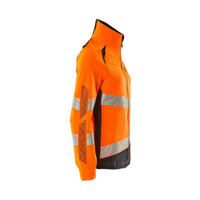 Mascot Hi-Vis Water Repellent Stretch Jacket 19008-511 Left #colour_hi-vis-orange-dark-navy-blue