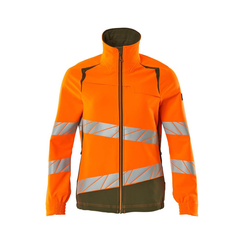 Mascot Hi-Vis Water Repellent Stretch Jacket 19008-511 Front #colour_hi-vis-orange-moss-green