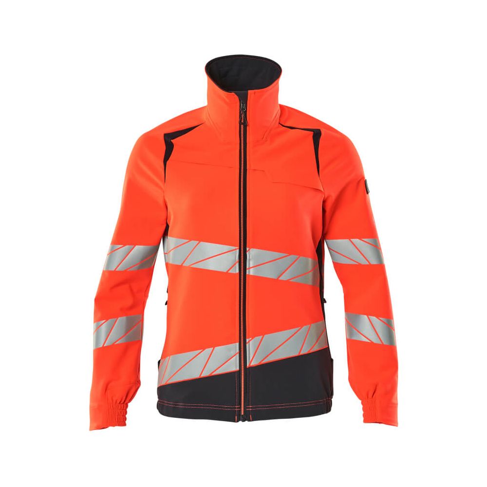 Mascot Hi-Vis Water Repellent Stretch Jacket 19008-511 Front #colour_hi-vis-red-dark-navy-blue