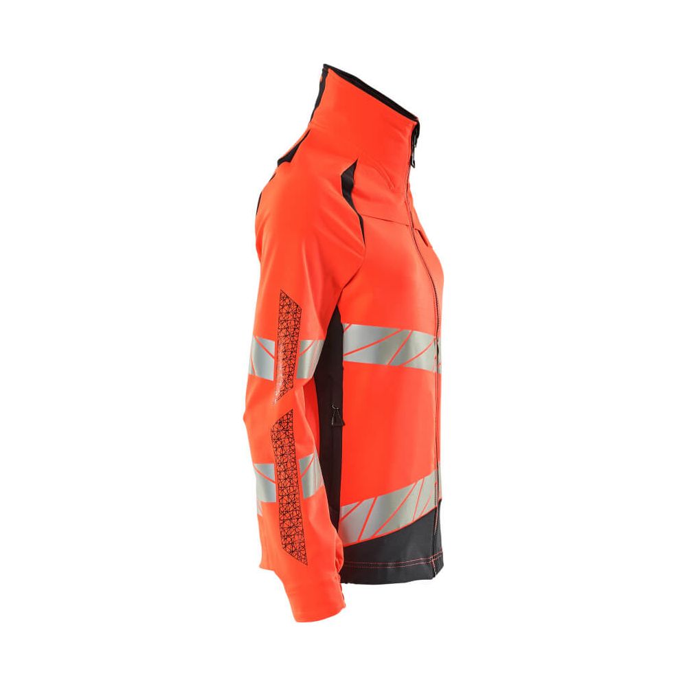 Mascot Hi-Vis Water Repellent Stretch Jacket 19008-511 Left #colour_hi-vis-red-dark-navy-blue