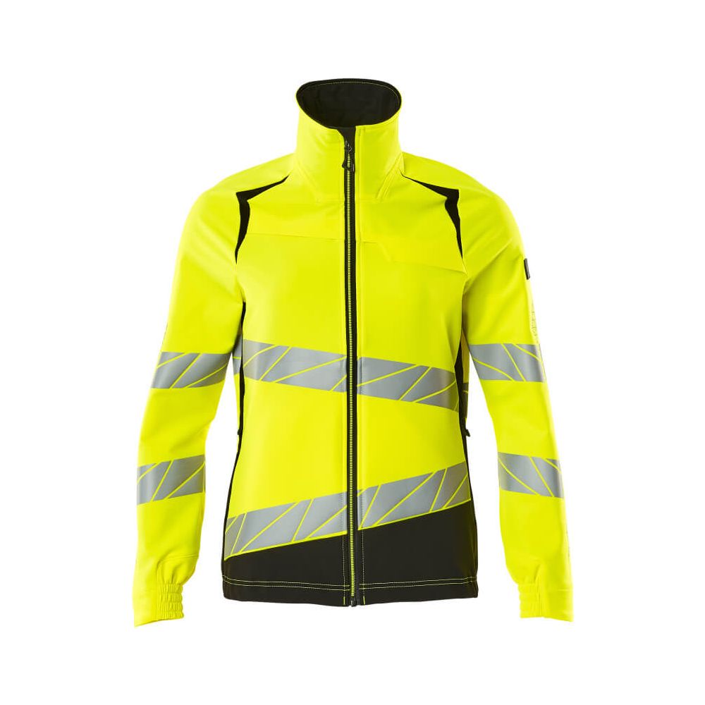 Mascot Hi-Vis Water Repellent Stretch Jacket 19008-511 Front #colour_hi-vis-yellow-black