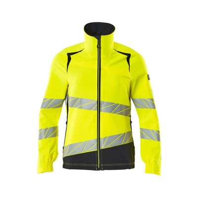 Mascot Hi-Vis Water Repellent Stretch Jacket 19008-511 Front #colour_hi-vis-yellow-dark-navy-blue