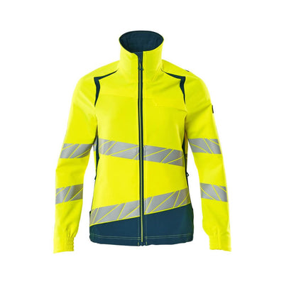 Mascot Hi-Vis Water Repellent Stretch Jacket 19008-511 Front #colour_hi-vis-yellow-dark-petroleum