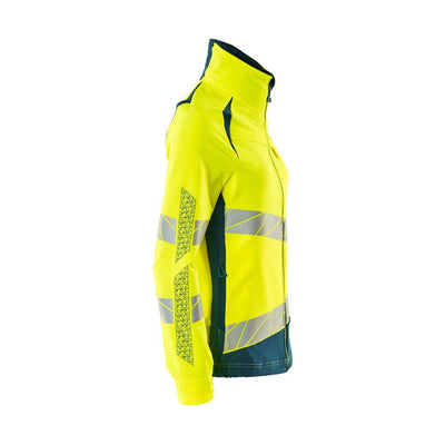 Mascot Hi-Vis Water Repellent Stretch Jacket 19008-511 Left #colour_hi-vis-yellow-dark-petroleum