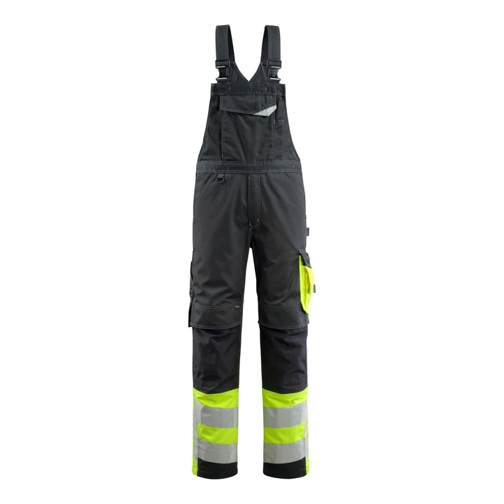 Mascot Hi-Vis Sunderland Bib-Brace Overall 15669-860 Front #colour_black-hi-vis-yellow