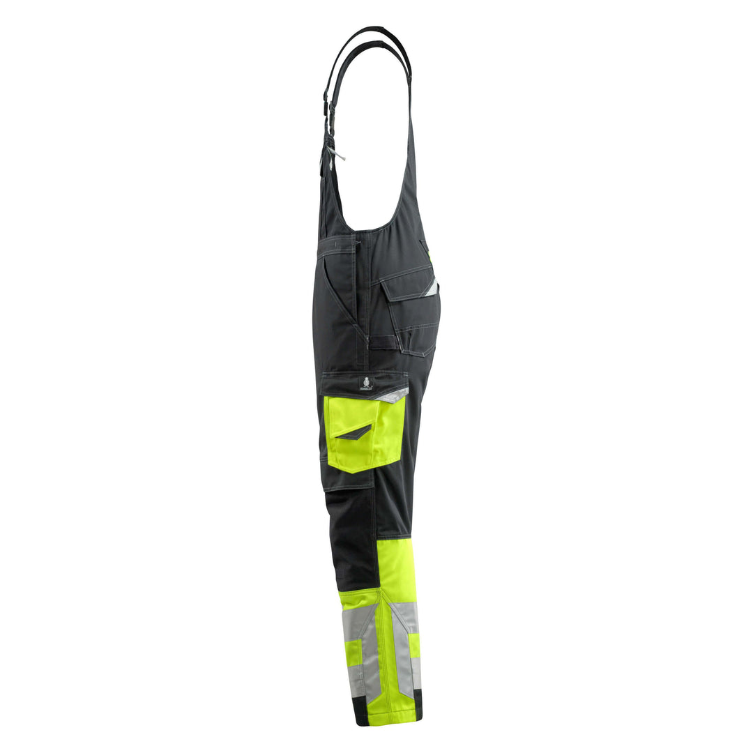 Mascot Hi-Vis Sunderland Bib-Brace Overall 15669-860 Right #colour_black-hi-vis-yellow