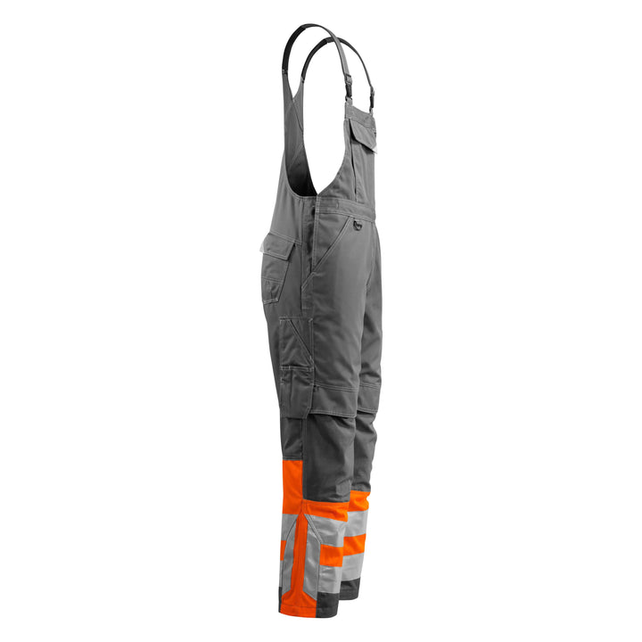 Mascot Hi-Vis Sunderland Bib-Brace Overall 15669-860 Left #colour_dark-anthracite-grey-hi-vis-orange