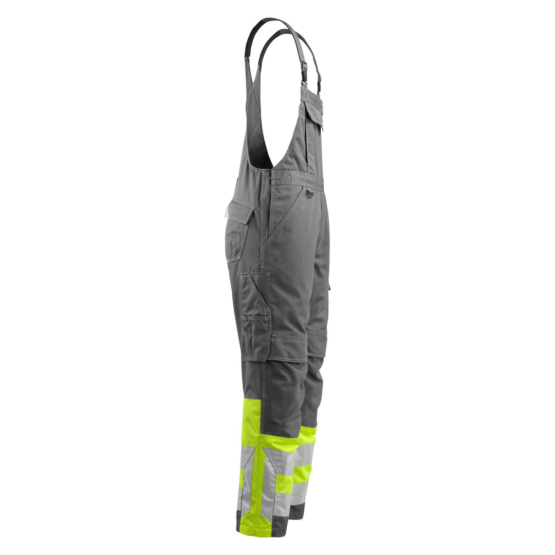 Mascot Hi-Vis Sunderland Bib-Brace Overall 15669-860 Left #colour_dark-anthracite-grey-hi-vis-yellow