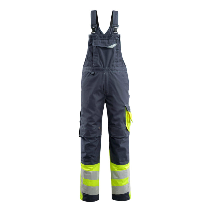 Mascot Hi-Vis Sunderland Bib-Brace Overall 15669-860 Front #colour_dark-navy-blue-hi-vis-yellow