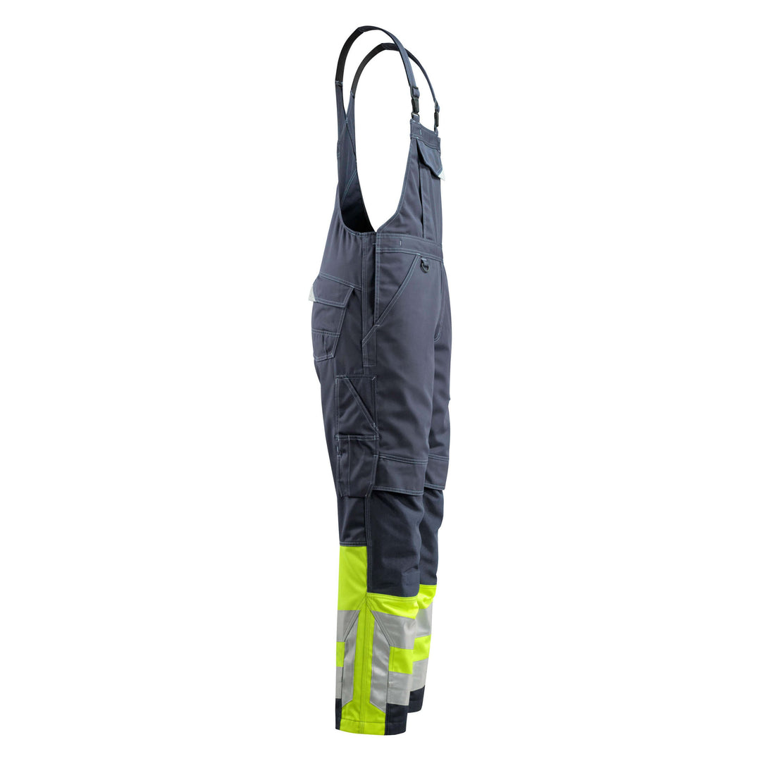 Mascot Hi-Vis Sunderland Bib-Brace Overall 15669-860 Left #colour_dark-navy-blue-hi-vis-yellow