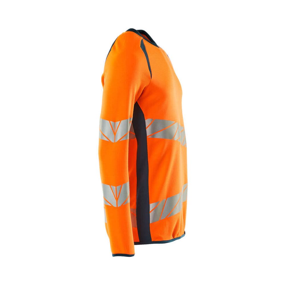 Mascot Hi-Vis Sweatshirt 19084-781 Left #colour_hi-vis-orange-dark-petroleum