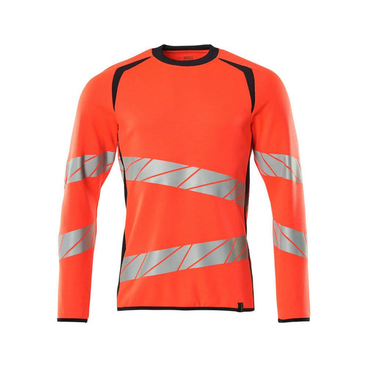 Mascot Hi-Vis Sweatshirt 19084-781 Front #colour_hi-vis-red-dark-navy-blue