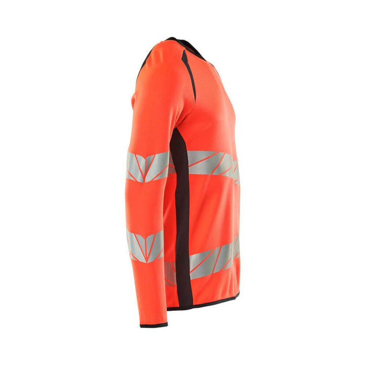 Mascot Hi-Vis Sweatshirt 19084-781 Left #colour_hi-vis-red-dark-navy-blue