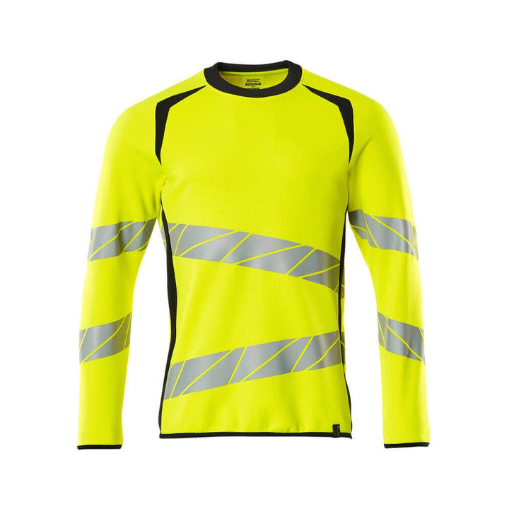 Mascot Hi-Vis Sweatshirt 19084-781 Front #colour_hi-vis-yellow-dark-navy-blue