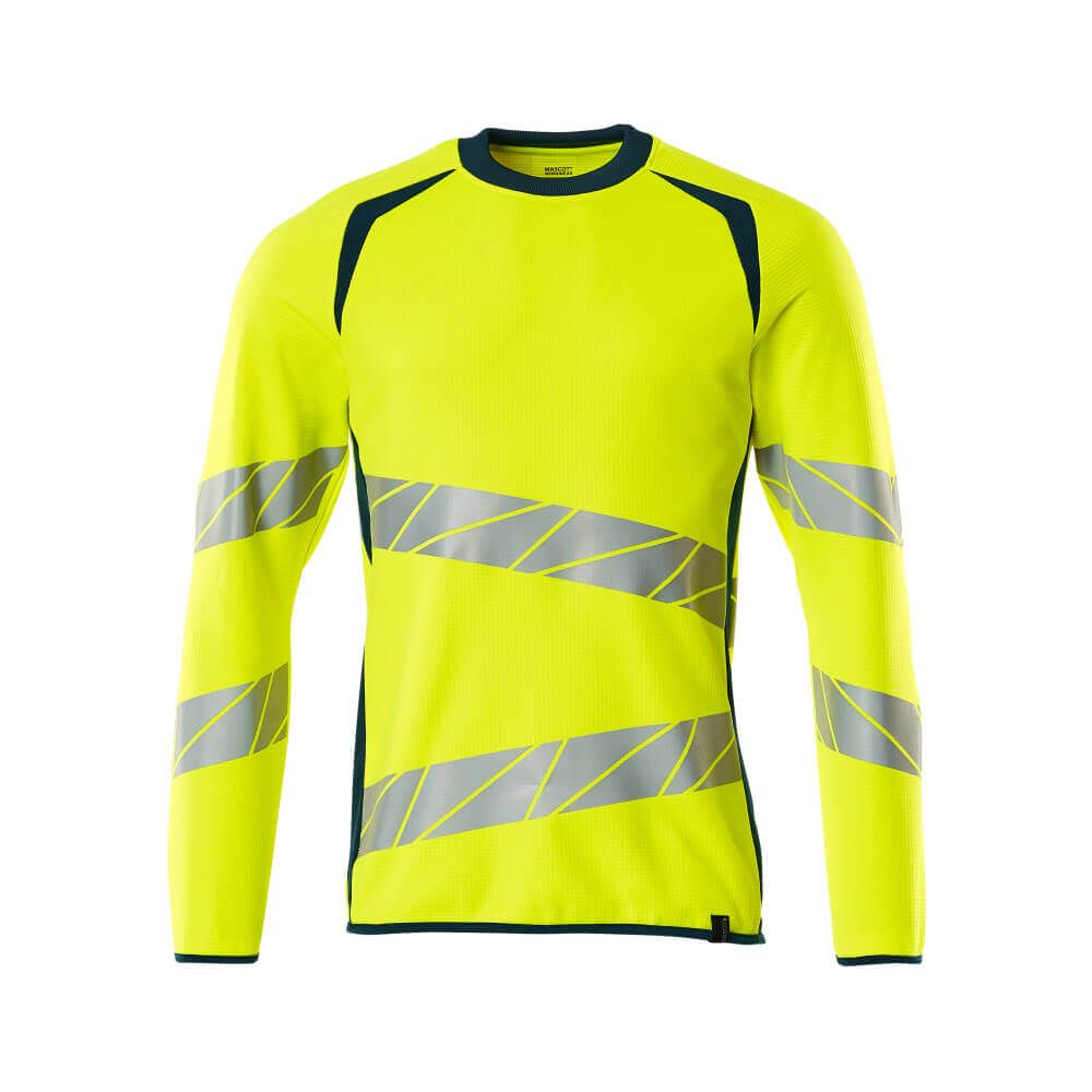 Mascot Hi-Vis Sweatshirt 19084-781 Front #colour_hi-vis-yellow-dark-petroleum