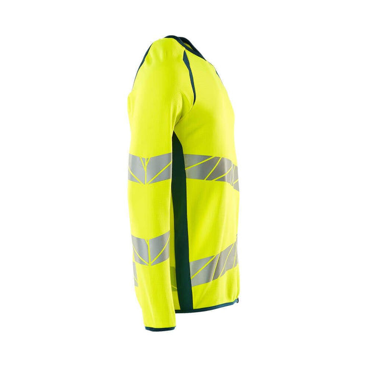 Mascot Hi-Vis Sweatshirt 19084-781 Left #colour_hi-vis-yellow-dark-petroleum