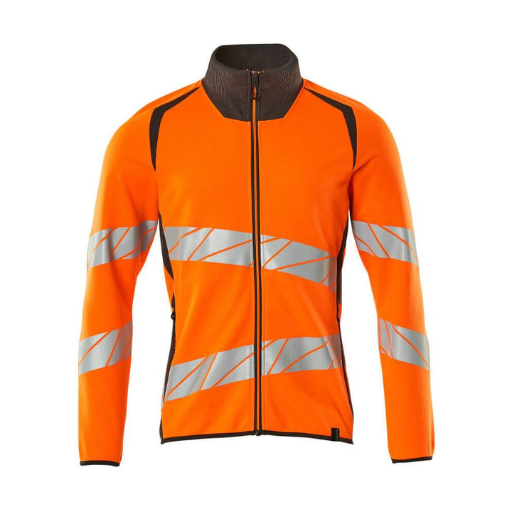 Mascot Hi-Vis Sweatshirt with zipper 19184-781 Front #colour_hi-vis-orange-dark-anthracite-grey