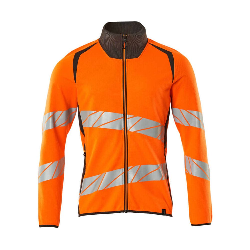 Mascot Hi-Vis Sweatshirt with zipper 19184-781 Front #colour_hi-vis-orange-dark-anthracite-grey