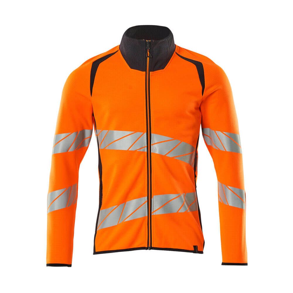 Mascot Hi-Vis Sweatshirt with zipper 19184-781 Front #colour_hi-vis-orange-dark-navy-blue